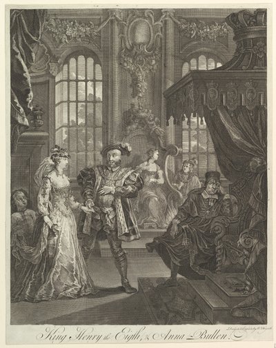 Koning Hendrik de Achtste en Anna Bullen, ca. 1728 door William Hogarth