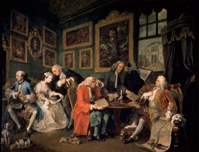 Marriage a la Mode: 1, Het Huwelijkscontract, 1743 door William Hogarth
