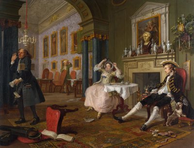 Huwelijk a la Mode: II - Het Tete a Tete, c.1743 door William Hogarth