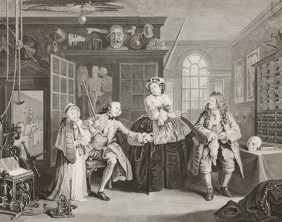 Marriage à la Mode. Blad 3: De inspectie. 1745 door William Hogarth