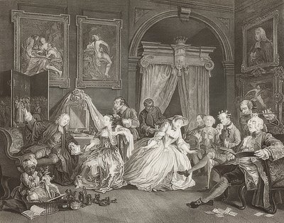 Marriage à la Mode. Blatt 4: The Toilette. 1745 door William Hogarth
