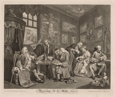 Huwelijk à la Mode: Het Contract, 1745 door William Hogarth