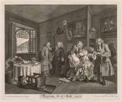 Huwelijk à la Mode: De Dood van de Gravin door William Hogarth