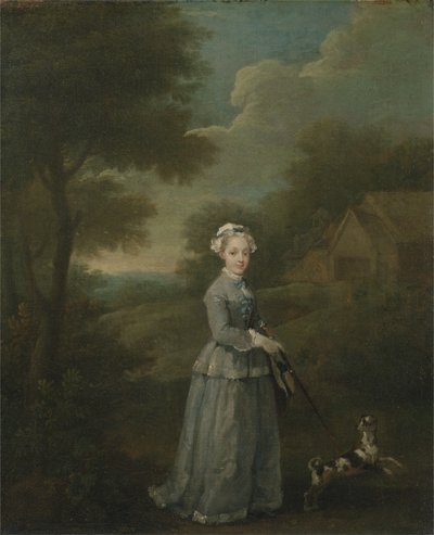 Miss Wood met haar hond, c.1730 door William Hogarth