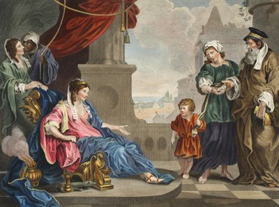 Mozes gebracht naar de dochter van de farao, illustratie uit 