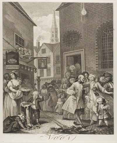 Middag, plaat twee uit De Vier Tijden van de Dag door William Hogarth