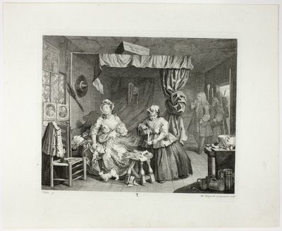Plaat drie, uit De vooruitgang van een hoer door William Hogarth