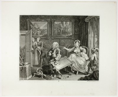 Plaat twee, uit De vooruitgang van een hoer door William Hogarth
