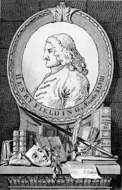 Portret van de romanschrijver en toneelschrijver Henry Fielding 1707-1754, 1762 door William Hogarth