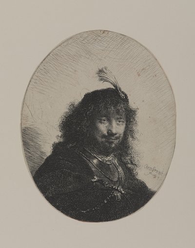 Rembrandt met Gevederde Hoed en Neergelaten Sabel door William Hogarth