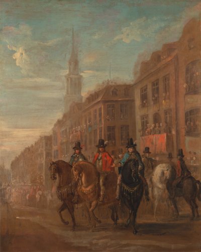 Restauratie Processie van Karel II bij Cheapside, ca. 1745 door William Hogarth