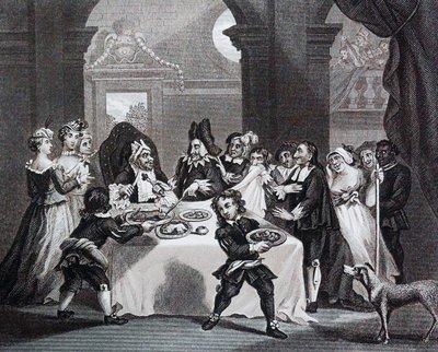 Sancho bij het feest, uitgehongerd door zijn arts door William Hogarth door William Hogarth