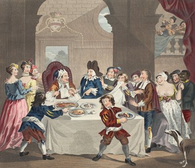 Sancho bij het feest uitgehongerd door zijn arts, illustratie uit 