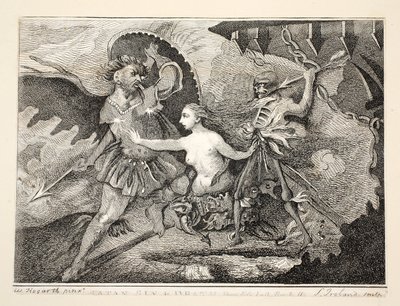 Satan, Zonde en Dood, gepubliceerd 1792 door William Hogarth