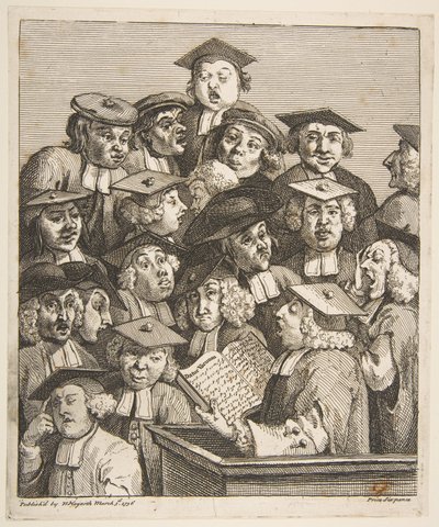 Geleerden bij een lezing door William Hogarth