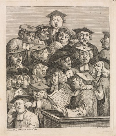 Geleerden bij een lezing, 1736-1737 door William Hogarth