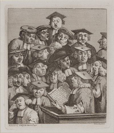 Scholieren bij een lezing, 3 maart door William Hogarth