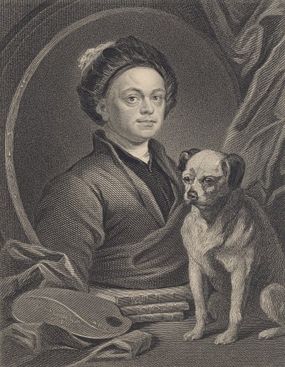 Zelfportret, gegraveerd door J. Mollison door William Hogarth