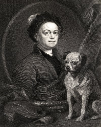 Zelfportret, uit Gallery of Portraits, gepubliceerd in 1833 door William Hogarth