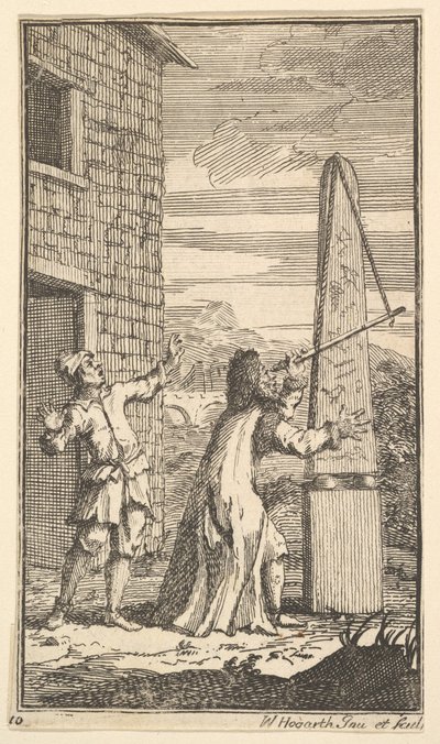Sidrophel Onderzoekt de Vlieger Door Zijn Telescoop, Zeventien Kleine Illustraties voor S..., 1721-26 door William Hogarth