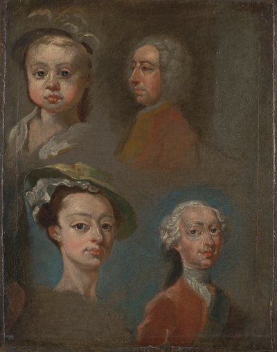 Studies van hoofden door William Hogarth