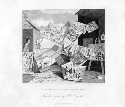 De strijd van de schilderijen, 19e eeuw door William Hogarth