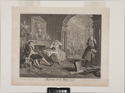 Het Ontbijttafereel: Huwelijk À La Mode, Plaat 2 door William Hogarth