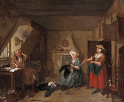 De Verontruste Dichter door William Hogarth