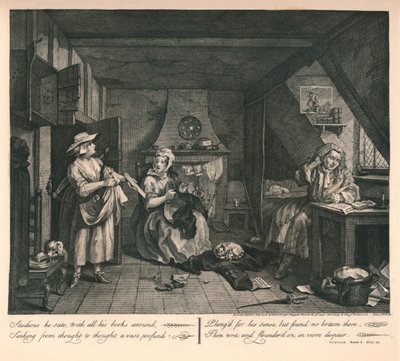 De verontruste dichter, 1740 door William Hogarth