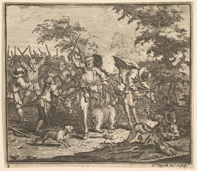 De ontmoeting met Talgol en Magnano Zeventien kleine illustraties voor Samuel Butler..., 1721-26 door William Hogarth