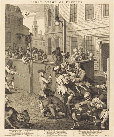 De eerste fase van wreedheid door William Hogarth
