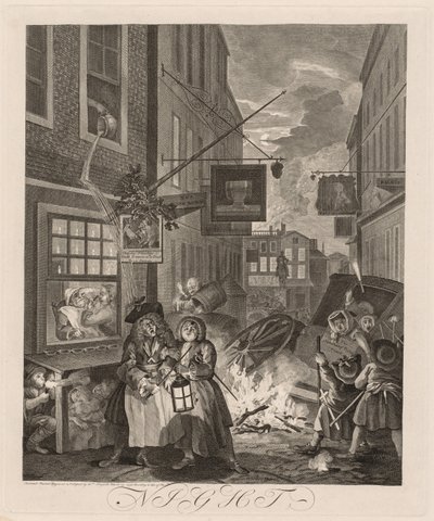 De Vier Tijdstippen van de Dag: Nacht door William Hogarth