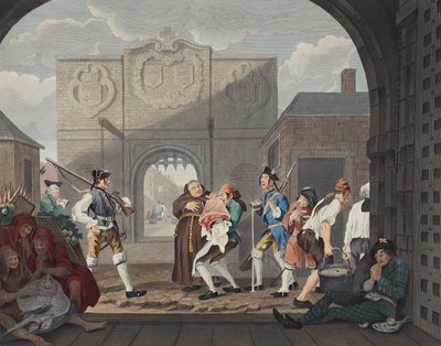 De poort van Calais, of O The Roast Beef of Old England, illustratie uit 