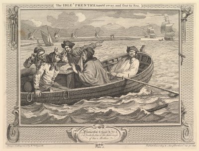 De luie leerling weggestuurd en naar zee gestuurd: Industrie en luiheid, plaat 5, 30 september 1747 door William Hogarth