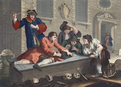 De Luie Leerling aan het Spelen op het Kerkhof Tijdens de Dienst, plaat III van 
