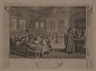 De ijverige leerling rijk geworden, en sheriff van Londen door William Hogarth