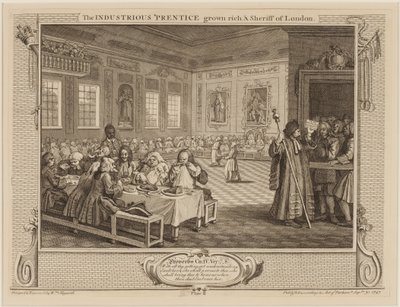 De ijverige leerling rijk geworden, en sheriff van Londen door William Hogarth