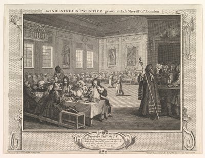 De ijverige leerling rijk geworden en sheriff van Londen door William Hogarth