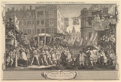 De IJverige Leerling Burgemeester van Londen: Industrie en Luiheid, plaat, 30 september 1747 door William Hogarth