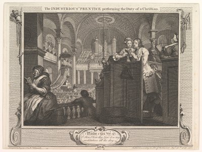 De ijverige leerling die de plicht van een christelijke industrie vervult door William Hogarth