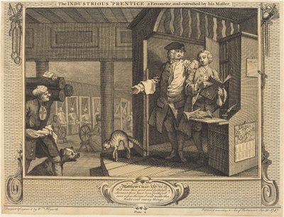 De ijverige leerling een favoriet, en vertrouwd door zijn meester door William Hogarth