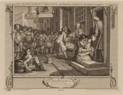 De ijverige leerling uit zijn tijd, en getrouwd met de dochter van zijn meester door William Hogarth