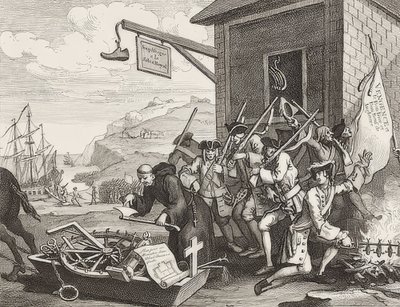 De Invasie, Plaat 1: Frankrijk door William Hogarth