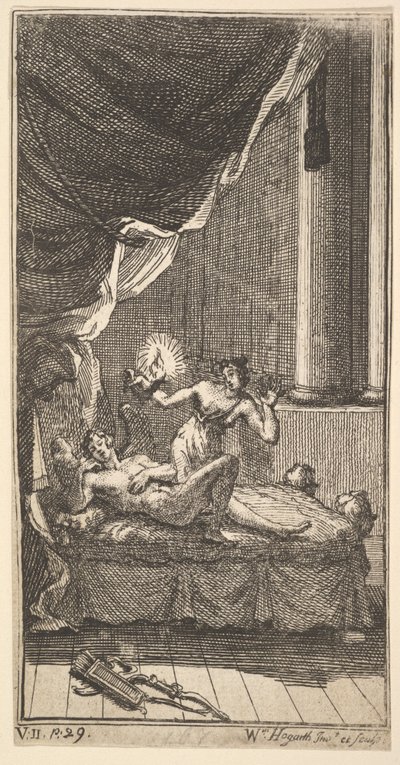 De Nieuwe Metamorfose, Plaat 6: Het Verhaal van Cupido en Psyche, 1724 door William Hogarth