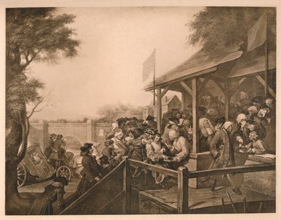 De Stemming, Plaat III uit De Humor van een Verkiezing, 1757 door William Hogarth
