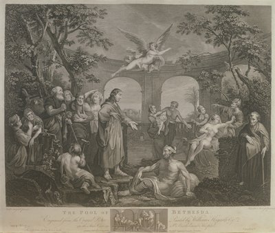 De vijver van Bethesda, gegraveerd door J.M. Delatre en Simon Francis Ravenet, uitgegeven door John Boydell, 1772 door William Hogarth