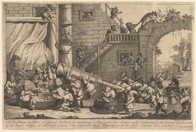 De Straf van Lemuel Gulliver, december 1726 door William Hogarth