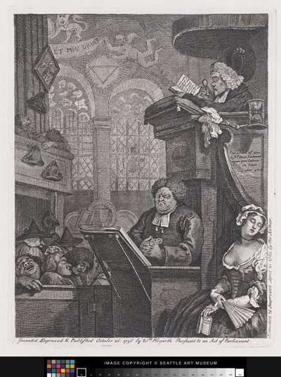De Slapende Gemeente door William Hogarth