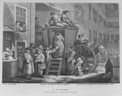 De postkoets of het erf van de herberg, 1747 door William Hogarth