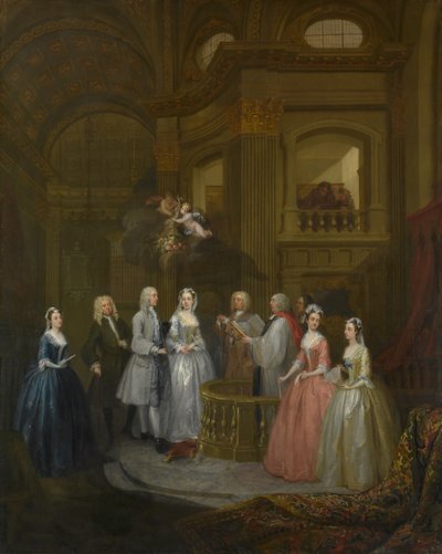 Het huwelijk van Stephen Beckingham en Mary Cox, 1729 door William Hogarth